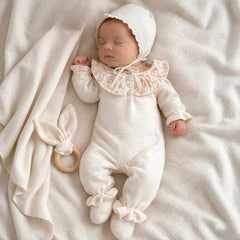 2PCS Quirky Floral Printed Knit Long Sleeve Baby Jumpsuit