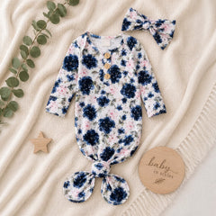 2PCS Vintage Floral Printed Long Sleeve Baby Sleeping Bag