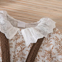 Charming Leaf Print Long Sleeve Baby Girl Romper