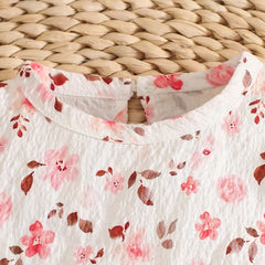Endearing Floral Printed Ruffle Long Sleeve Baby Jumpsuit