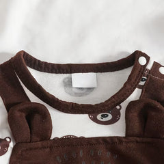 2PCS Timeless Bear Printed Faux Layer Baby Jumpsuit
