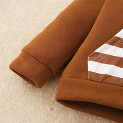 2PCS Casual 3D Ear Stripe Print Long Sleeve Hoodie Baby Set