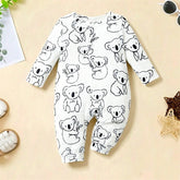 Endearing Koala Print Long Sleeve Baby Jumpsuit