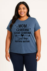 Mom Grandma Great Grandma Print Women Slogan Plus Size T-shirt