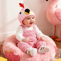 3PCS Cute Flamingo Hat Long Sleeve Baby Girl Corduroy Overalls Set