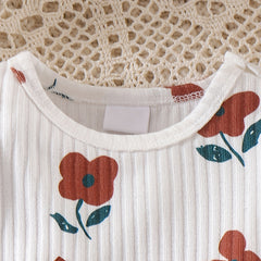 2PCS Elegant Floral Print Long Sleeve Baby Girl Set