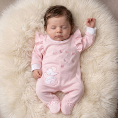 Lovely Elephant Heart Embroidery Long Sleeve Baby Girl Jumpsuit