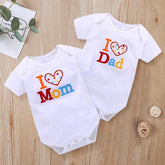2PCS I Love Mom/Dad Lovely Letter Printed Baby Romper