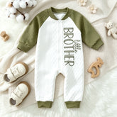 Little Brother Letter Printed Color Block Long Sleeve Baby Jumpsuit