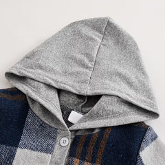 2PCS Cozy Plaid Print Long Sleeve Hoodie Baby Boy Set