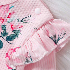 2PCS Delightful Floral Print Long Sleeve Baby Girl Set