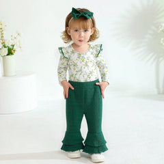 3PCS Vintage Floral Print Long Sleeve Baby Set
