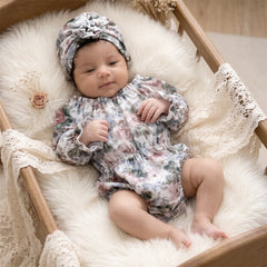 2PCS Winsome Floral Printed Long Sleeve Baby Girl Romper