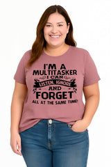 I Am A Multitasker Fashion Letter Print Women Slogan Plus Size T-Shirt