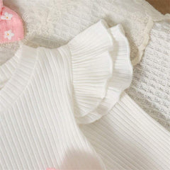 3PCS Winsome Floral Printed Bow Baby Girl Romper