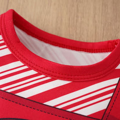 Lovely Santa Stripe Print Long Sleeve Baby Christmas Jumpsuit