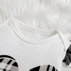 3PCS Plaid Heart Print Long Sleeve Baby Set