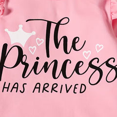 3PCS Pretty The Princess Letter Plaid Printed Long Sleeve Baby Set