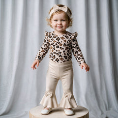 3PCS Lovely Leopard Print Long Sleeve Baby Girl Set