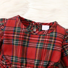 Conjunto de bebê estampado xadrez de Natal 3 peças
