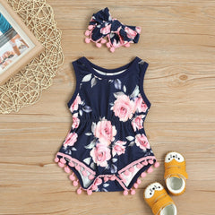 2 peças de macacão de bebê com estampa floral