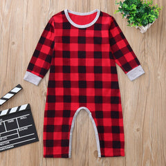 Macacão de bebê estampado xadrez fofo de Papai Noel
