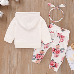 Ensemble 3 pièces à capuche avec joli imprimé floral