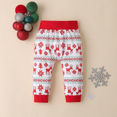 Ensemble 3 pièces pour bébé avec lettres d'élan de Noël imprimées