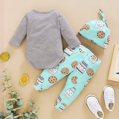 Conjunto de macacão com estampa de letras "Boobie Monster" e calças para bebê