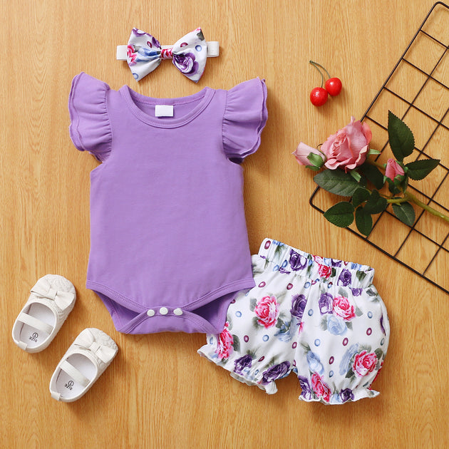 Toddler Newborn Baby Girls Summer Clothes Sets Checkerboard Floral Print  Sleeveless Bodysuits Ruffles Shorts Soft Casual Outfits - AliExpress