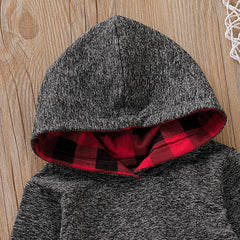Ensemble à capuche imprimé à carreaux pour bébé