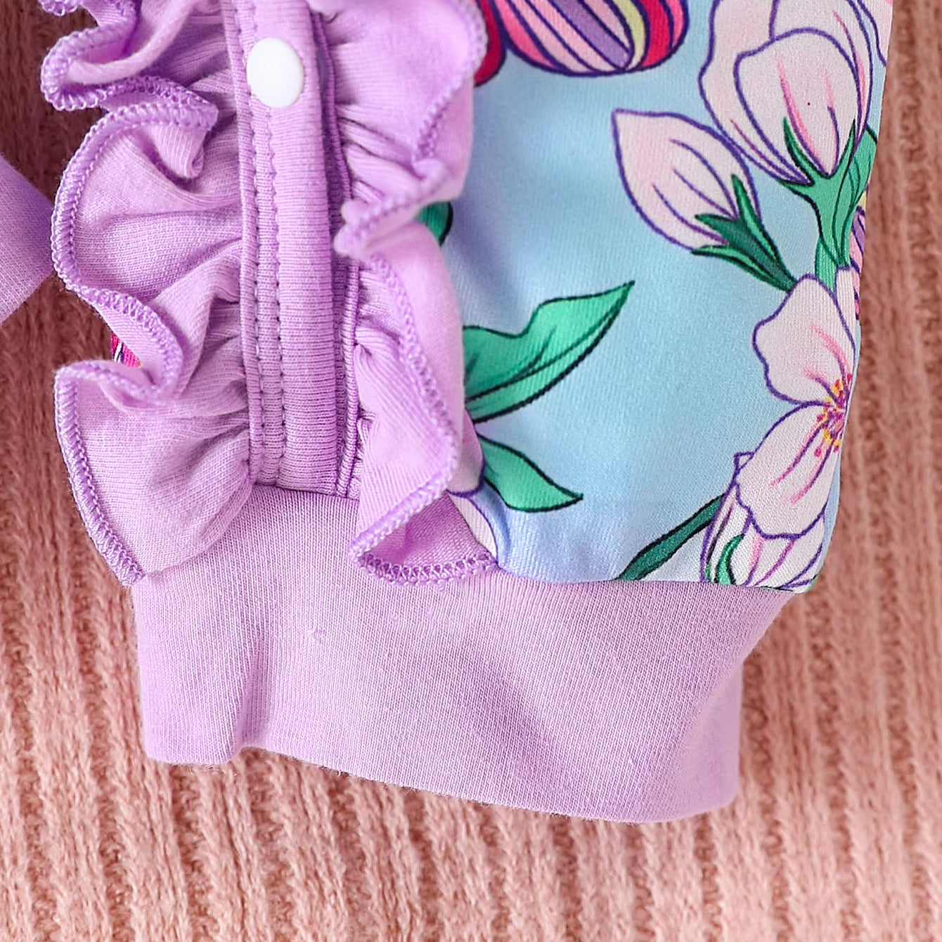 2PCS Dreamy Butterfly Floral Print Ruffle Baby Girl Jumpsuit