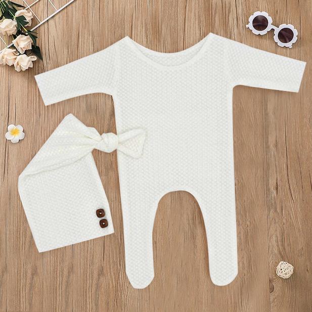 2PCS Solid Color Newborn Baby Jumpsuit For Photo Secondary image