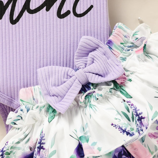 3PCS Mama's Mini Letter Printed Floral Baby Set