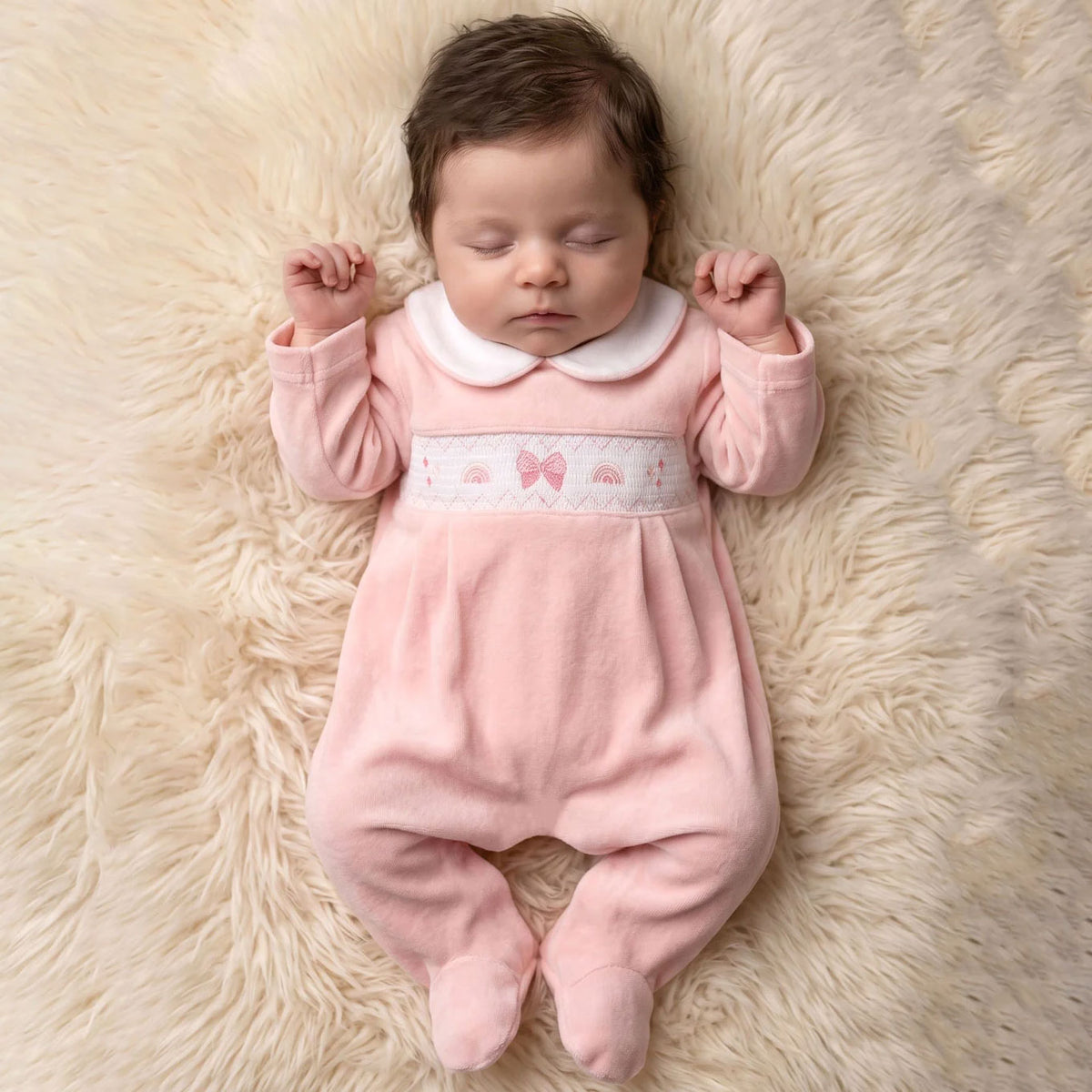 Lovely Bow Embroidery Long Sleeve Velvet Baby Jumpsuit Main image