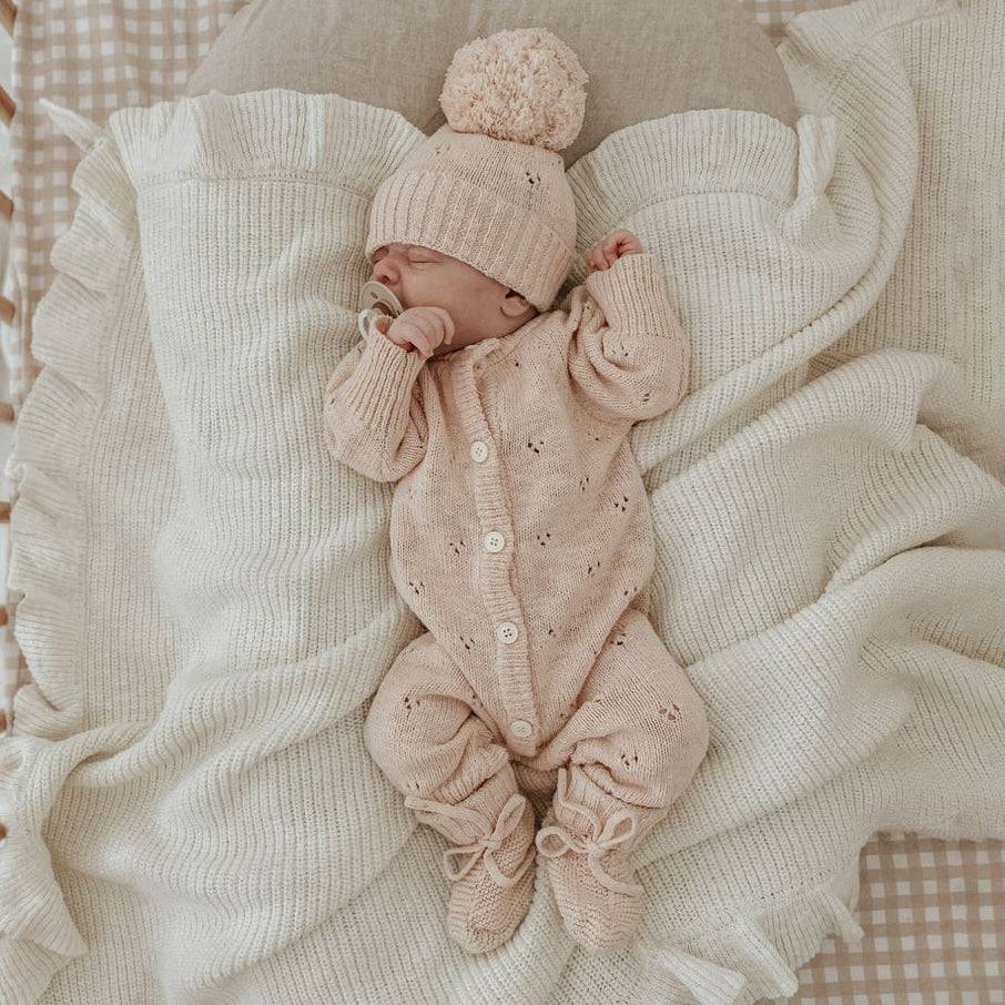 2PCS Thick Newborn Solid Color Knit Baby Jumpsuit