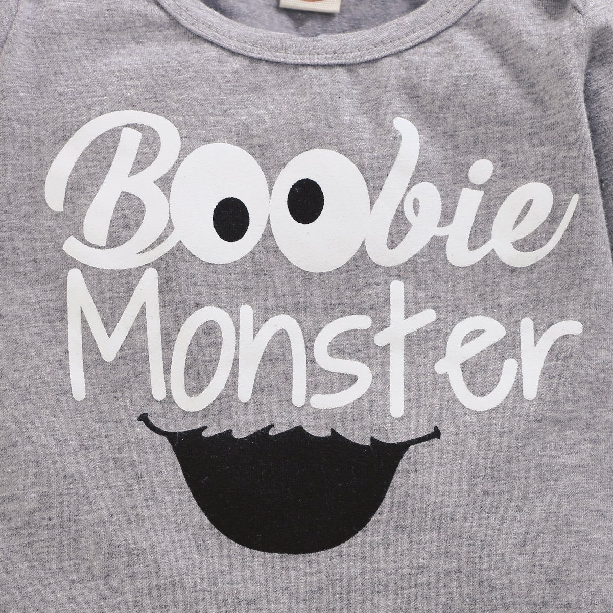 Boobie Monster Letter Printed Romper With Pants Baby Set