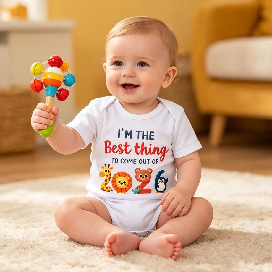 Cute Best Thing 2026 Letter Animal Print Short Sleeve Baby Romper