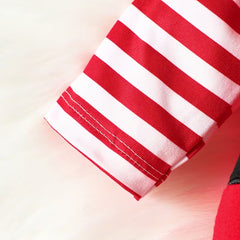 3PCS Christmas Stripe Print Long Sleeve Baby Fleece Set