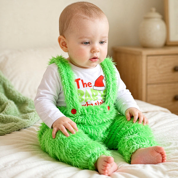 2PCS Adorable Christmas Letter Printed Fuzzy Baby Set
