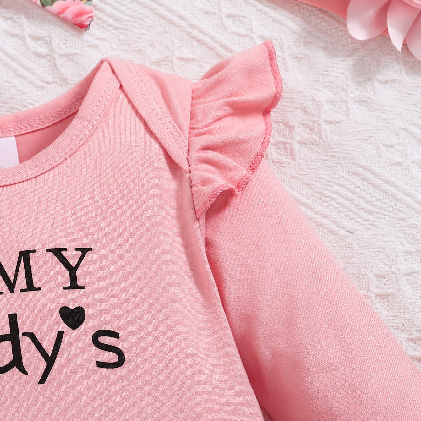 3PCS I'M My Daddy's Girl Letter Floral Printed Baby Set