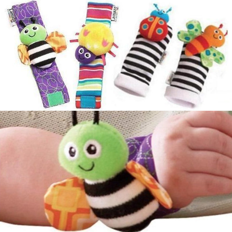4 pcs Cute Animal Soft Baby Wrist Rattles and Foot Finders Imagem secundária do produto