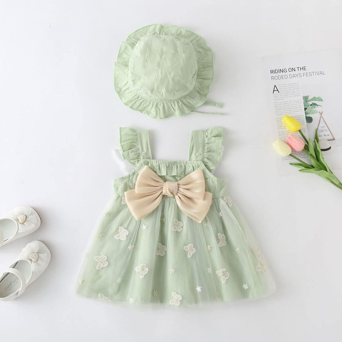2PCS Pretty Butterfly Decoration Baby Skirt with Hat Main image