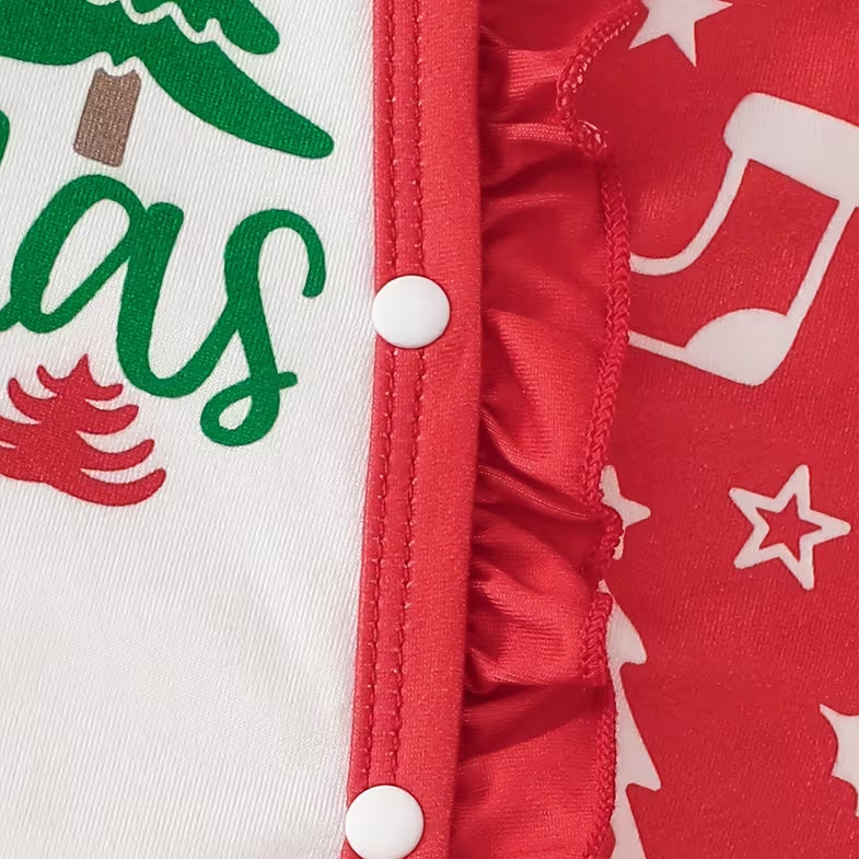2PCS Lovely Merry Christmas Letter Holiday Print Baby Girl Jumpsuit