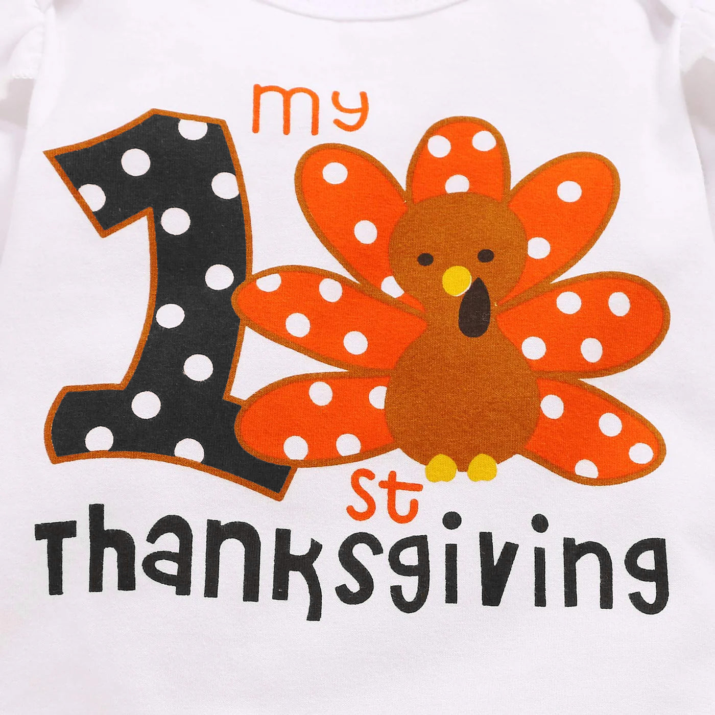 3PCS My First Thanksgiving Letter Printed Long Sleeve Baby Set