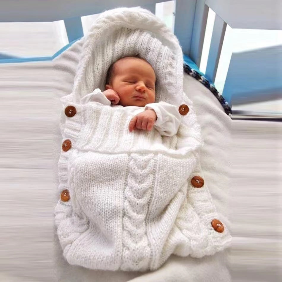 Newborn Baby Wrap Swaddle Blanket Knit Sleeping Bag Imagem principal do produto