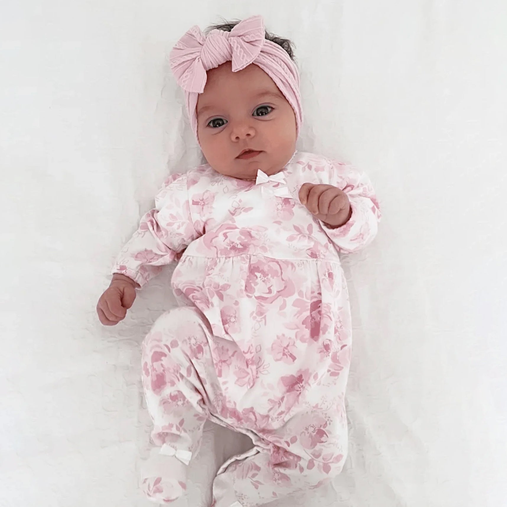 Pretty Floral Printed Long Sleeve Baby Jumpsuit Secondary image
