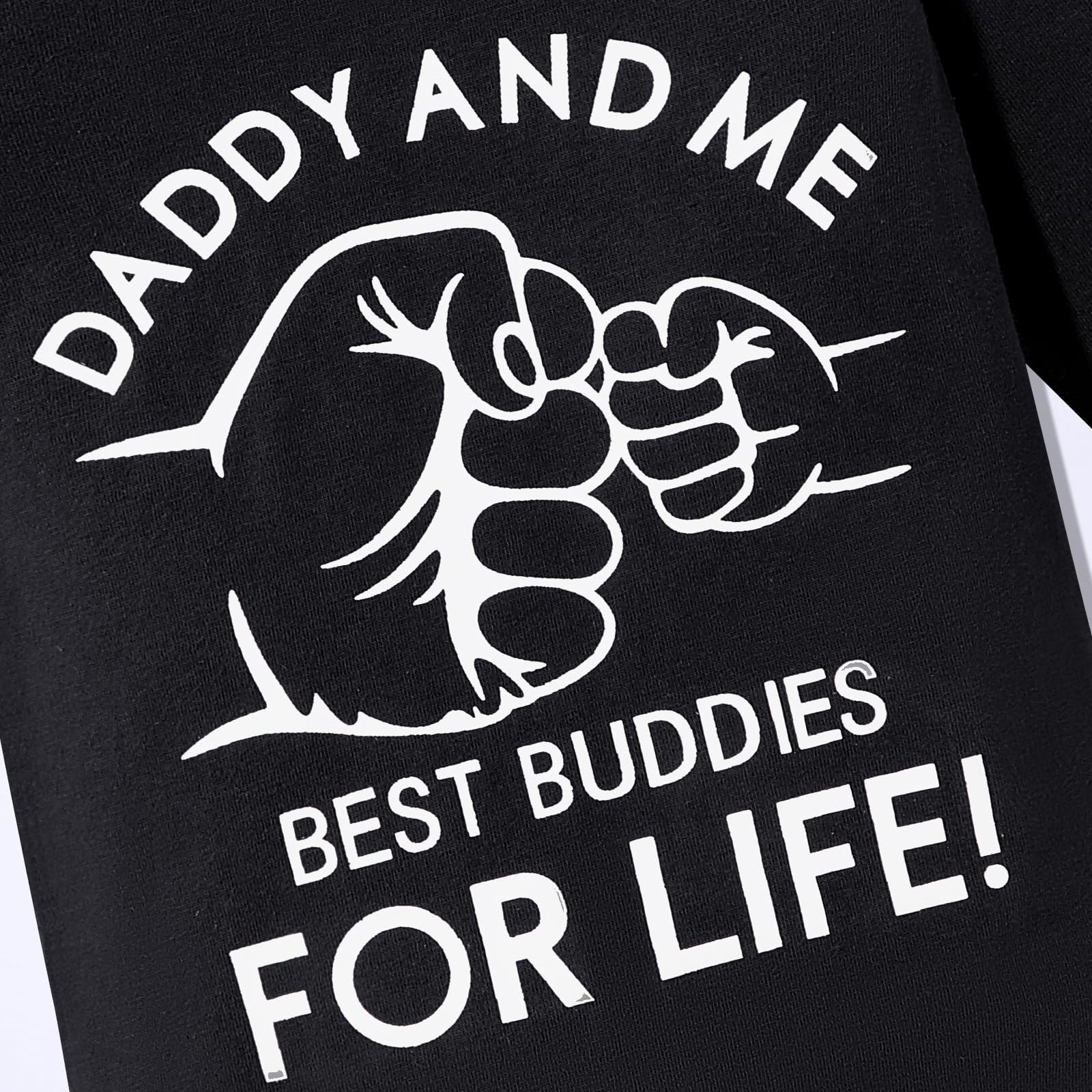 3PCS Cool Daddy And Me Best Buddies For Life Letter Printed Baby Set