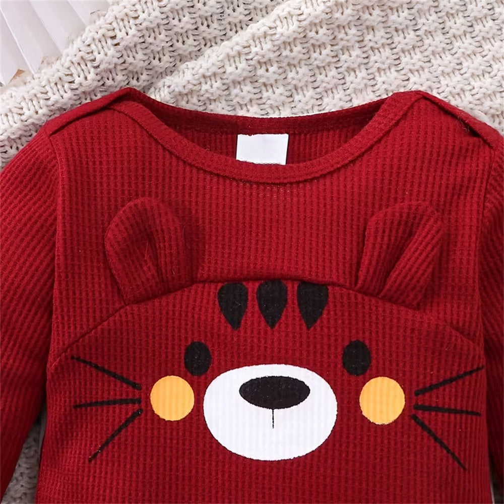 2PCS Comfy Tiger Stripe Print Long Sleeve Baby Set