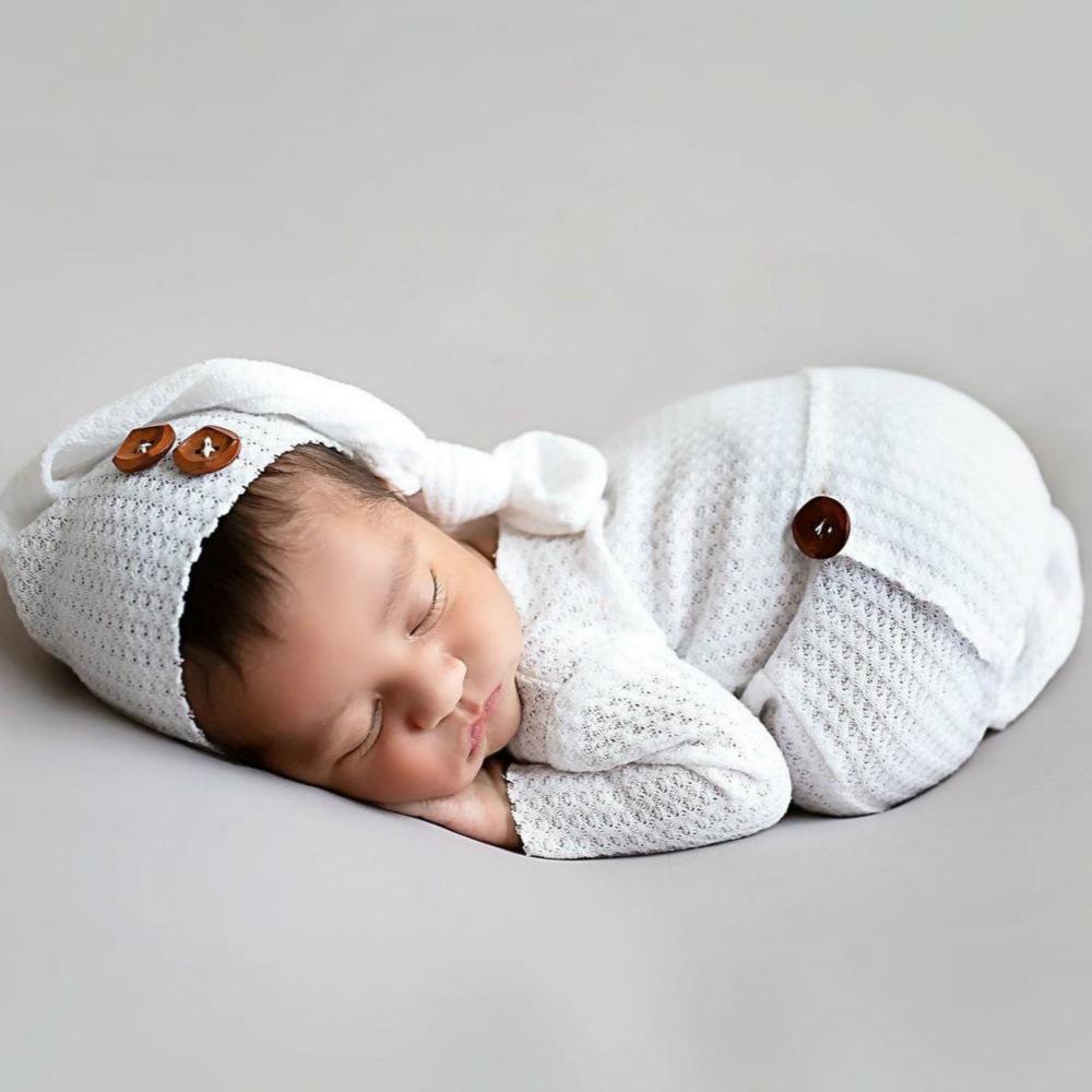 2PCS Solid Color Newborn Baby Jumpsuit For Photo Main image